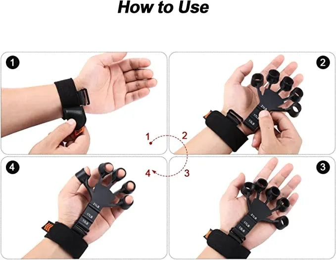 Adjustable Finger Exerciser & Hand Strengthener with 6 Resistance Levels, Individual Finger Training, Silicone Grip Design & Ergonomic Palm Fit for Grip Strength, Rehabilitation & Finger Workout