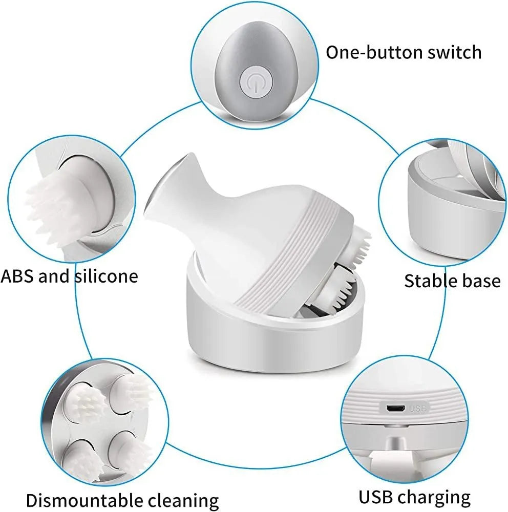 Hair Scalp Massager Rechargeable 3D Electric Head Massager Machine 5W 5V 800mAh Cordless Handheld Rotating Massage Device with Multiple Modes, 90–120 Min Runtime, 2–3 Hour Charging for Hair Growth & Relaxation