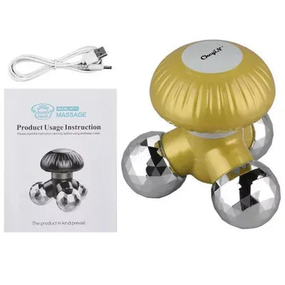 Mushroom Shape Mini Hand Massager with Battery & USB Power, Portable Full Body Vibration Massage Device for Muscle Pain Relief & Blood Circulation (10.6×10.2×9.7cm)