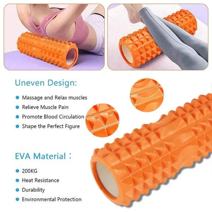 Yoga Foam Grid Roller (13 & 18 Inches) | High-Density EVA Muscle Massage Roller for Deep Tissue Recovery, Stretching, Yoga, Pilates & Fitness Therapy