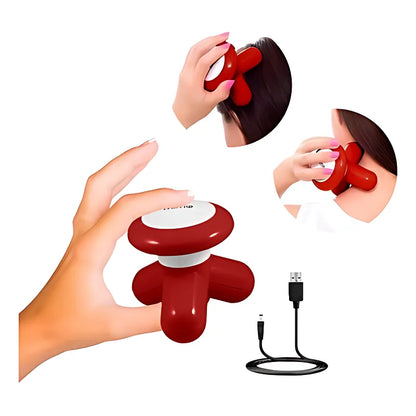 Mimo Mini Portable Full Body Electric Massager with Triangle Handle Design, USB & 4.5V 3 AAA Battery Support, AC/DC Vibration Massage Machine 140g Compact Body Massager (8×8×8cm)