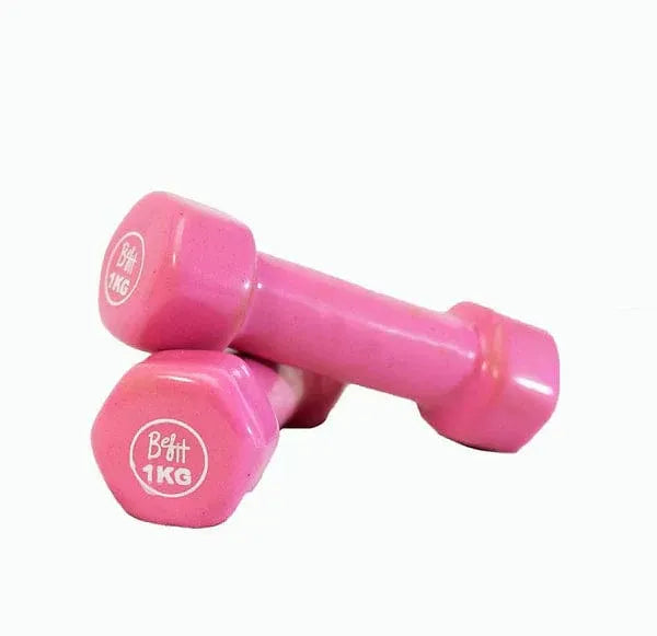 Vinyl Coated Dumbbells 1KG to 5KG (Pack of 2) Anti-Roll Hand Weights for Home Workout, Strength Training, Fitness Exercise & Muscle Toning