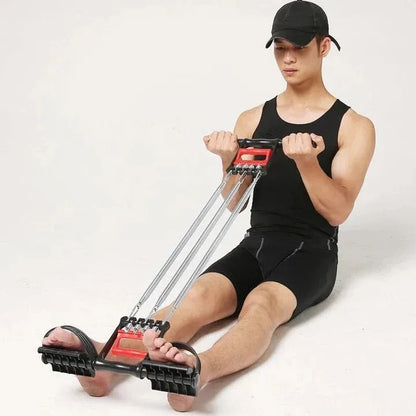 5 Springs Chest Expander with Tummy Trimmer 3-in-1 Multi-Purpose Exercise Spring Set for Full Body Workout, Strength Training, Muscle Building & Home Gym Fitness Equipment
