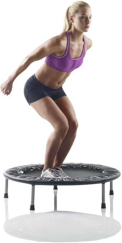 36 Inch Foldable Fitness Trampoline with 114KG Weight Capacity, Durable Springs, 5-Piece Steel Frame & High Elastic Jumping Mat for Indoor Exercise, Rebounding & Home Gym Workout