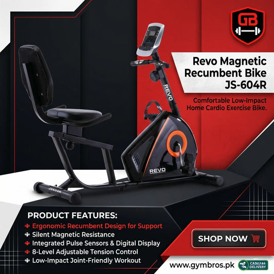Revo Magnetic Recumbent Bike JS-604R – Comfortable Low-Impact Home Cardio Exercise Bike