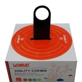 LiveUp LS3672 Agility Cones Set with Rack | 20PCS Speed & Agility Training Disc Cones Set with Rack for Football, Cricket & Fitness Drills