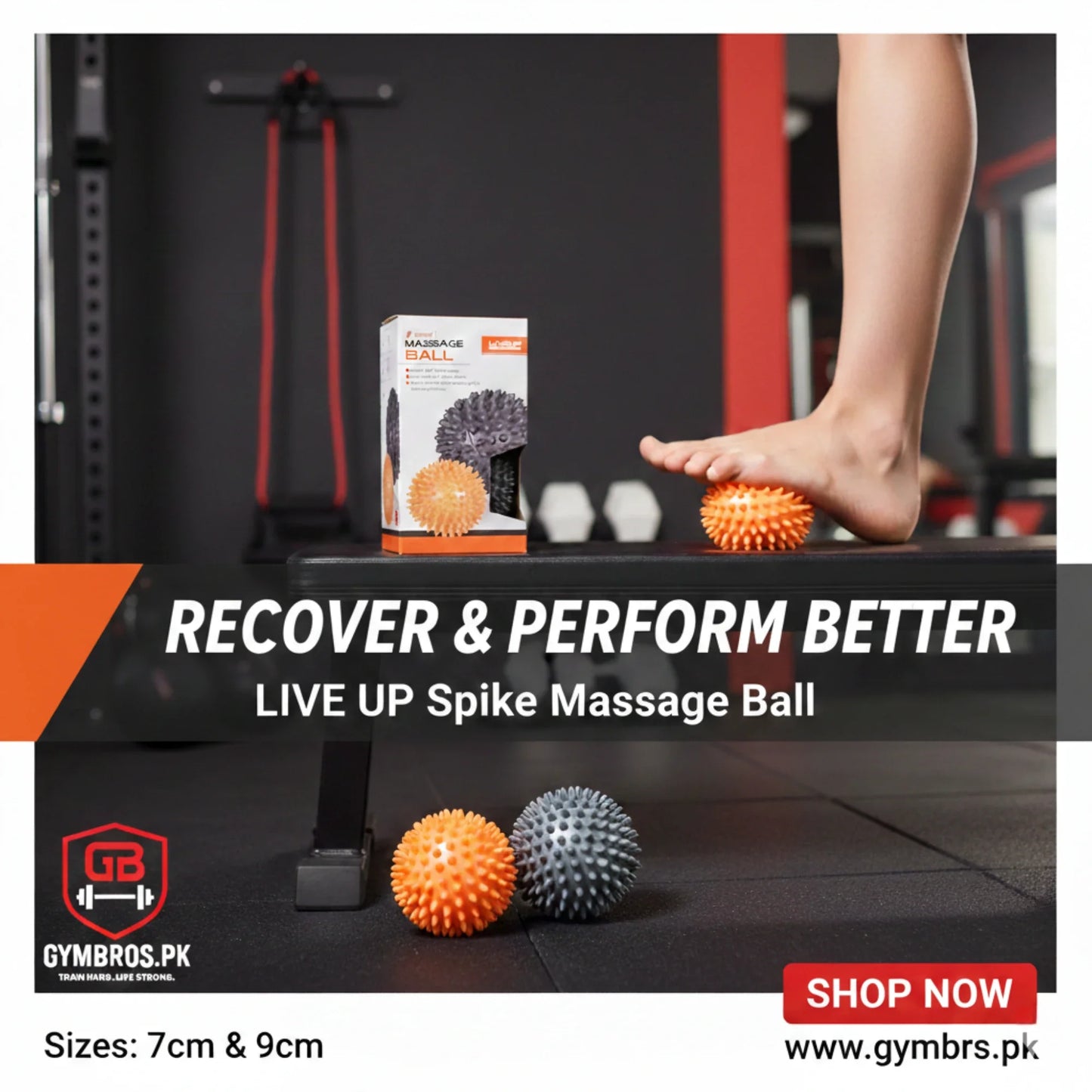 Liveup Sports LS3302 Spiky Muscle Massage Ball Set | Set of 2 Deep Tissue Massage Balls for Foot, Back, Hand, Trigger Point & Muscle Recovery