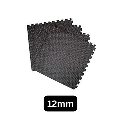 Gym Floor Mats Foam Set of 4 (2x2 Feet) | Interlocking EVA Foam Exercise Mats 12mm–25mm Anti-Slip Protective Flooring for Home Gym & Workout Areas