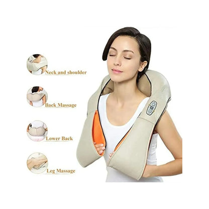 Neck Kneading Massager with 8 Kneading Rollers, Heat Function, Dual Massage Directions, 10-Min Auto Shut-Off, AC 110-220V & Car Adapter Portable Deep Tissue Neck and Shoulder Massager (22×20×7 Inches)