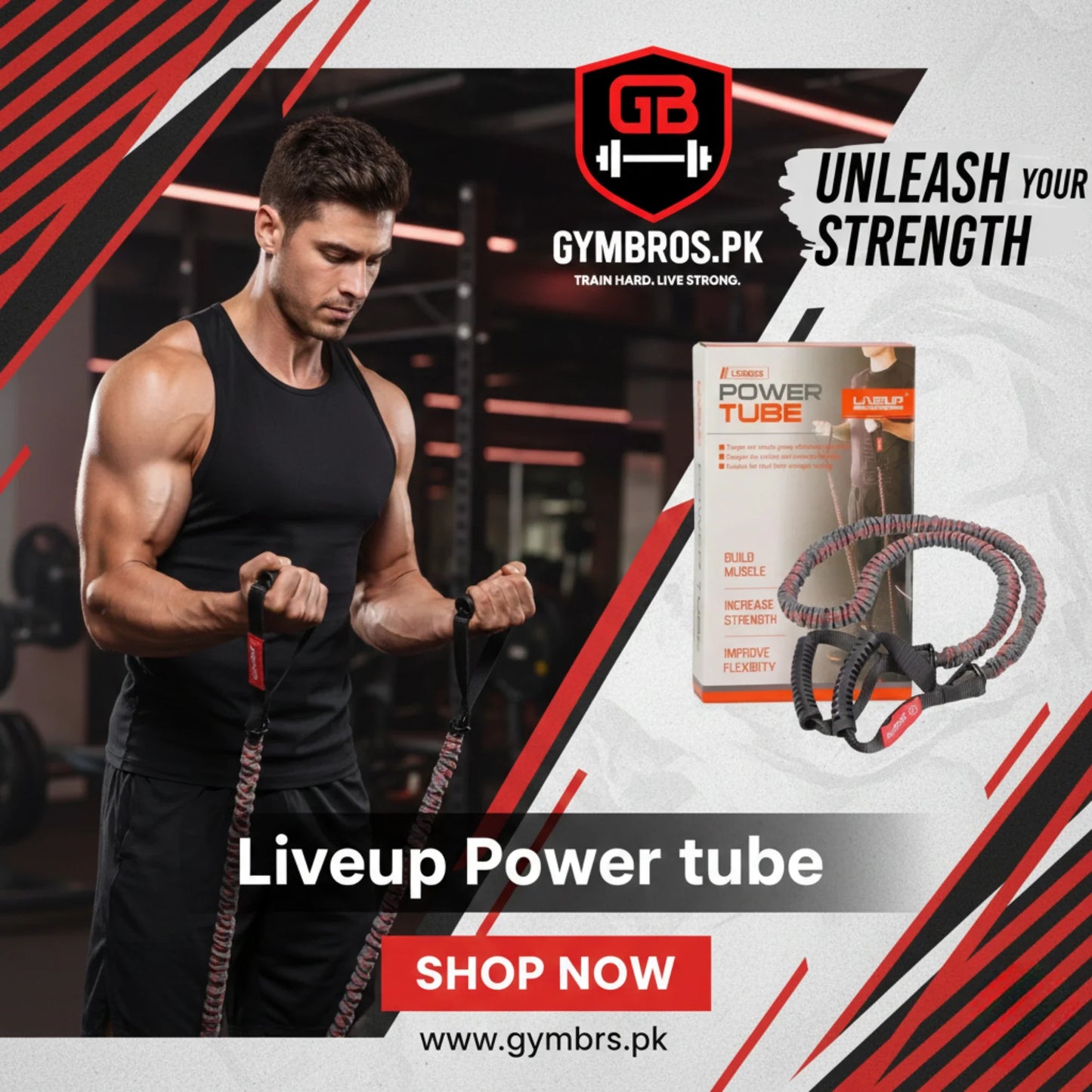 LiveUp LS3622 Toning Tube Power Tube | Heavy Resistance Fitness Tube 6×12×1200mm, 230g for Strength Training, Muscle Toning & Home Workouts