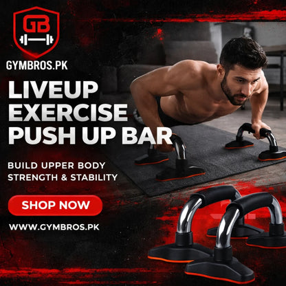 Liveup LS3162 Push Up Bar Chrome | Heavy Duty Push-Up Bars for Strength Training, Chest Workout & Home Gym Exercise