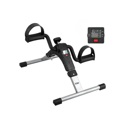 Mini Exercise Cycle with LCD Meter Foldable Portable Exercise Bike Pedal Trainer for Arm & Leg Workout with Adjustable Resistance, Under Desk Fitness Cycle Machine for Home, Office & Rehabilitation Use