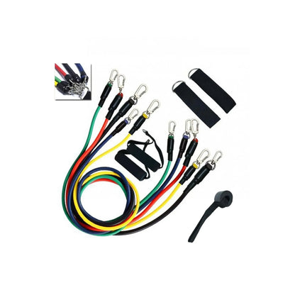 11 Piece Resistance Bands Exercise Set for CrossFit & Fitness Training | Portable Home Gym Workout Bands with Door Anchor, Handles & Ankle Straps | Medium & Premium Quality