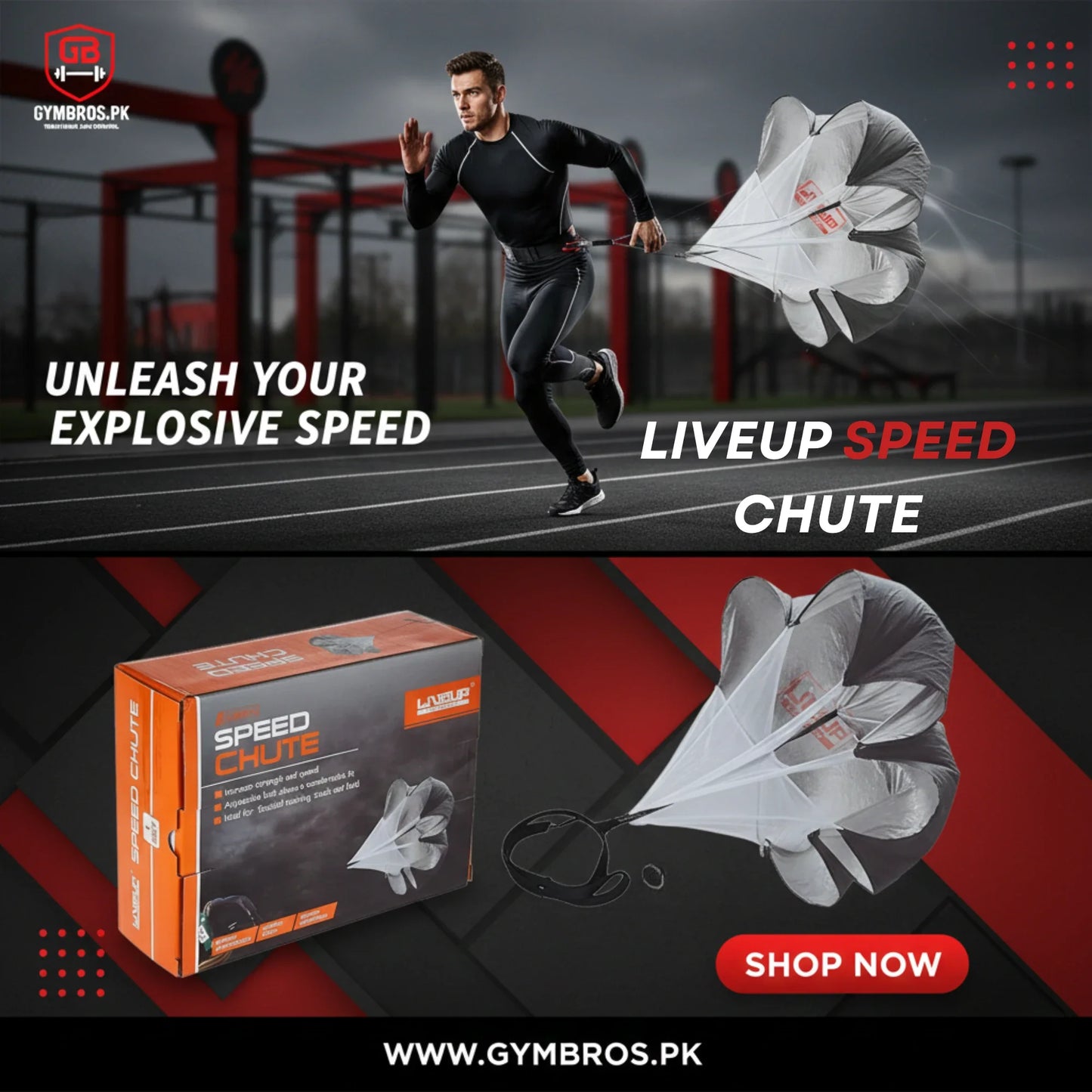 LIVEUP LS3674 Speed Shute | Speed Resistance (Up to 15 lbs) Parachute for Sprint Training, Agility, Acceleration & Strength Workout