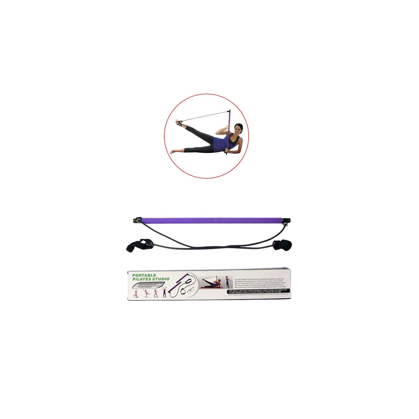 Pilates Studio Resistance Bar Kit with Latex Resistance Bands | Premium AAA+ Rubber Latex Yoga & Fitness Trainer for Stretching, Pilates & Home Workouts