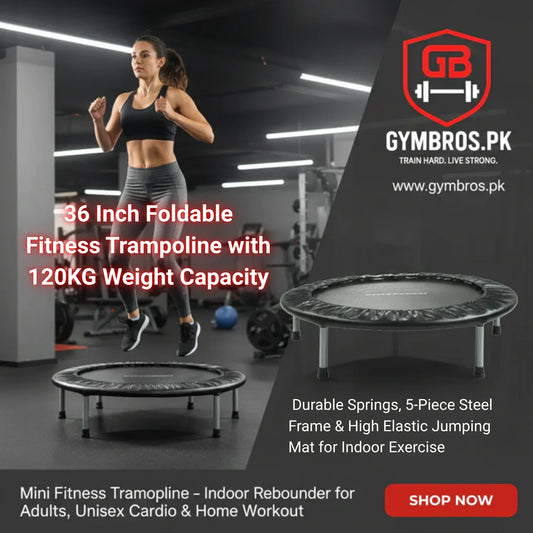 36 Inch Foldable Fitness Trampoline with 114KG Weight Capacity, Durable Springs, 5-Piece Steel Frame & High Elastic Jumping Mat for Indoor Exercise, Rebounding & Home Gym Workout