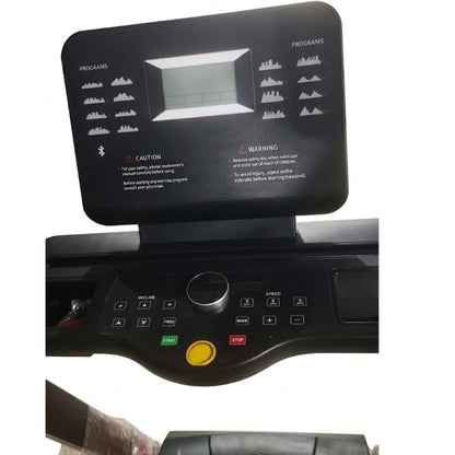 MAXIMUM FITNESS SSC 114 Treadmill, 2.5HP Continuous & 5.0HP Peak DC Motor,VOLTS: 180V - 240V, 	AMPS: 4.2A, R.P.M: 4900	DUTY: TREADMILL 1–14 KMPH Speed, 15% Motor Incline, 1200 × 430MM Running Area, 40 Preset Programs, Bluetooth, 120KG Capacity, Home Use