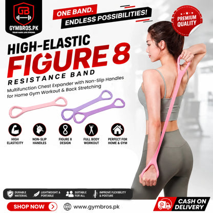 High-Elastic Figure 8 Resistance Band for Fitness & Yoga – Multifunction Chest Expander with Non-Slip Handles for Home Gym Workout & Back Stretching