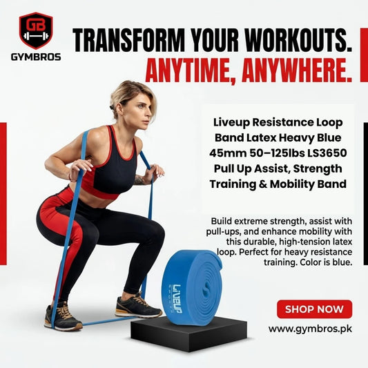 Liveup Resistance Loop Band Latex Heavy Blue 45mm 50–125lbs LS3650 | Pull Up Assist, Strength Training & Mobility Band