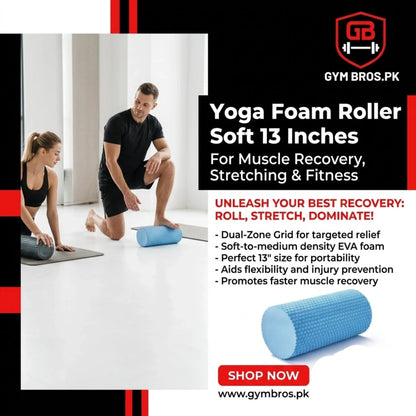 Yoga Foam Roller Soft (13 & 18 Inches) | EVA Muscle Massage Roller for Recovery, Stretching, Pilates & Home Gym Use